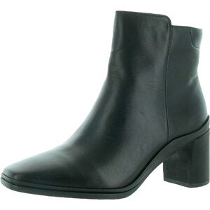 NATURALIZER Womens Black Leather Ankle Boots Chunky Block Heel Shoes Size 11 NWT